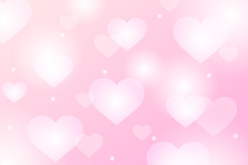 ピンク背景に白いハートが浮かぶバレンタイン向け可愛いイラスト