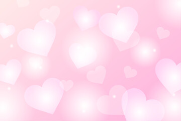 ピンク背景に白いハートが浮かぶバレンタイン向け可愛いイラスト