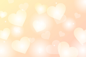 オレンジ背景に白いハートが浮かぶバレンタイン向け可愛いイラスト