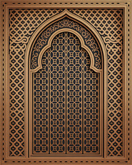 Ornate golden door with intricate arabesque patterns against a dark background.