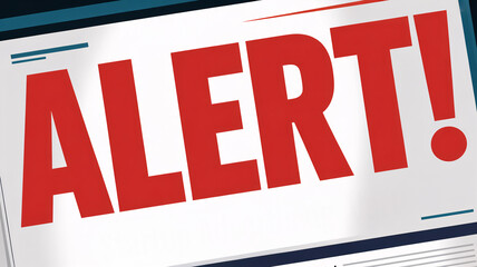 Red "ALERT!" headline text on white paper background in newspaper or newsletter style alert,