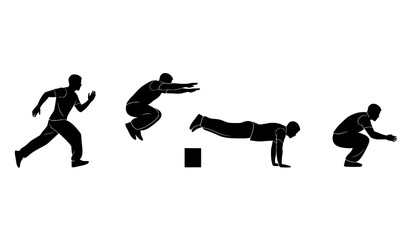 Parkour Motion Sequence Physical Learning Flat Vector Illustration