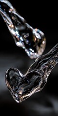 Dynamic Water Splash in Shape of a Heart on Dark Background