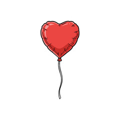 Red heart shaped balloon isolated illustration