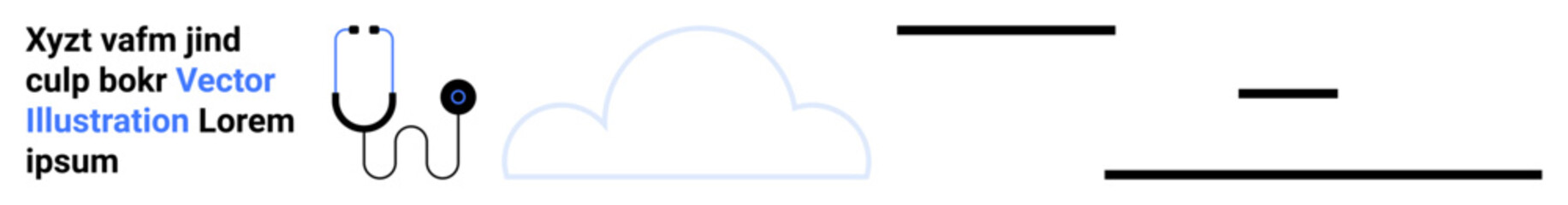 Obraz premium Data storage, cloud computing, healthcare, medical diagnostics, system integration, minimalism. Graphic a stethoscope and cloud with abstract lines. Cloud computing and healthcare concept