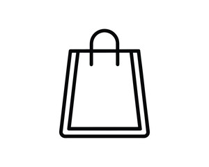 Simple shopping bag outline icon on white background line art