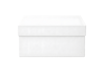 Front view white box with lid isolated on transparent background for package design