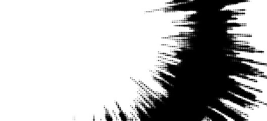 Pixelated bitmap gradient texture. Black and white dither pattern background. Abstract glitchy pattern. 8 bit video game screen wallpaper. Wide raster backdrop. Retro pixel art Illustration