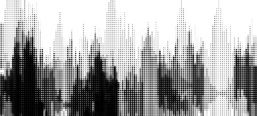 Pixelated bitmap gradient texture. Black and white dither pattern background. Abstract glitchy pattern. 8 bit video game screen wallpaper. Wide raster backdrop. Retro pixel art Illustration