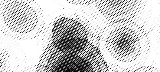 Pixelated bitmap gradient texture. Black and white dither pattern background. Abstract glitchy pattern. 8 bit video game screen wallpaper. Wide raster backdrop. Retro pixel art Illustration