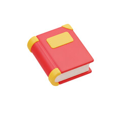 A red book with yellow accents on transparent background
