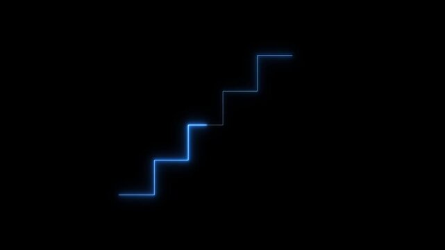 Business graph chart neon bright royal, glowing neon business graph chart icon animation for business growth, success and financial performance concept