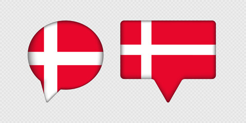 Flag of Denmark in speech bubble.