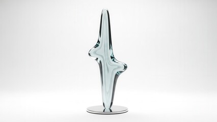 This sleek and futuristic abstract object features a smooth metallic form with a reflective surface, representing advanced technology, precision engineering, and modern innovation. The minimal design 
