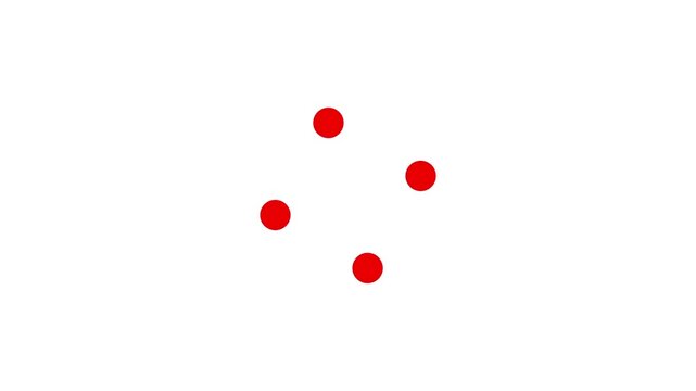 Flat dots animated loading motion graphic with alpha channel. 4 dots loading animation where the two end dots rotate alternately for clean UI