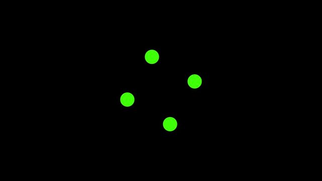 Flat dots animated loading motion graphic with alpha channel. 4 dots loading animation where the two end dots rotate alternately for clean UI