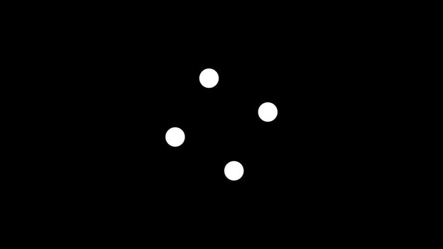 Flat dots animated loading motion graphic with alpha channel. 4 dots loading animation where the two end dots rotate alternately for clean UI