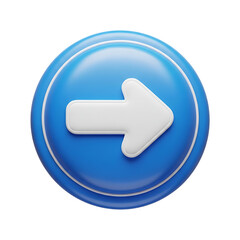 A blue button with a white arrow pointing to the right on transparent background