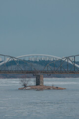 Obraz premium Railway and road bridges in the city of Torun, Poland