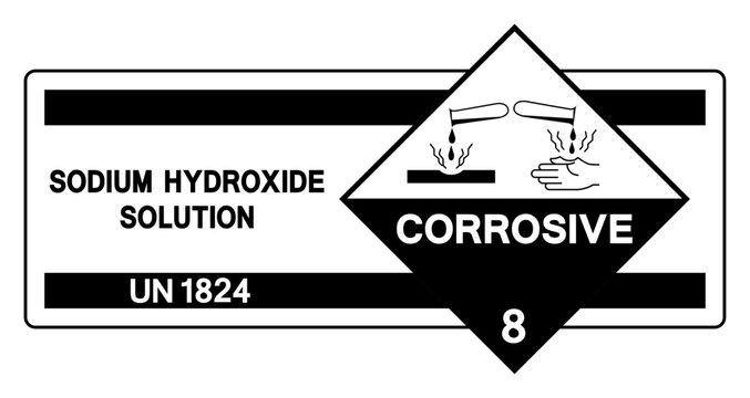 Sodium Hydroxide UN 1824 Solution Symbol Sign, Vector Illustration, Isolate On White Background, Label.EPS10