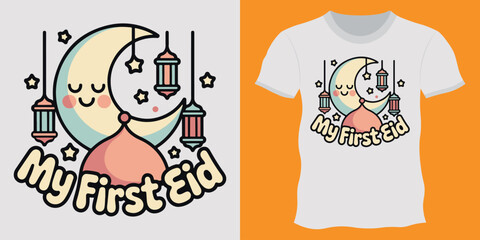 Vector Illustration for Eid Mubarak T-Shirt Design, eid ul fitr t shirt design