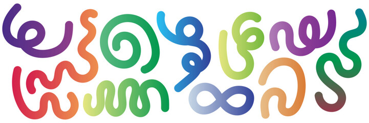 Plakat Colorful abstract wavy shapes, wave lines, swirls and curves set with smooth gradients, perfect for modern backgrounds, branding, and creative designs.