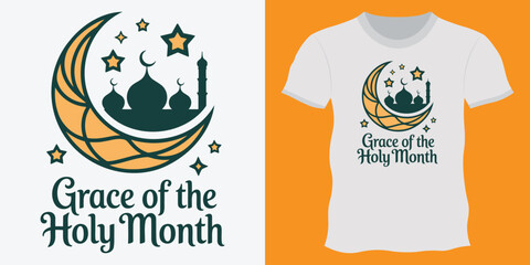 Ramadan Mubarak islamic typography tshirt design