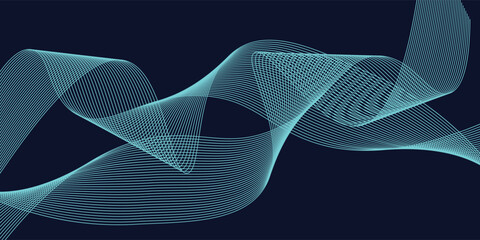 Abstract blue background with glowing wave. Technology hi-tech futuristic template. Vector illustration