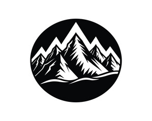 Circular Emblem of Jagged Mountain Peaks mountains range