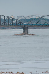 Fototapeta premium Railway and road bridges in the city of Torun, Poland