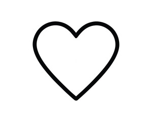 Outline of a heart symbol on a white background Keywords: heart, love, romance, symbol, icon, shape, emotion, feeling, affection, care, valentine