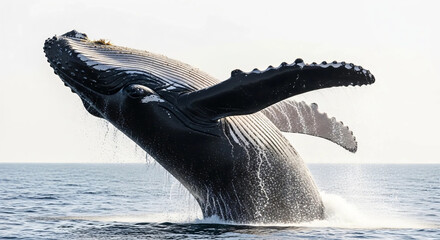 Majestic humpback whale breaching in the open ocean