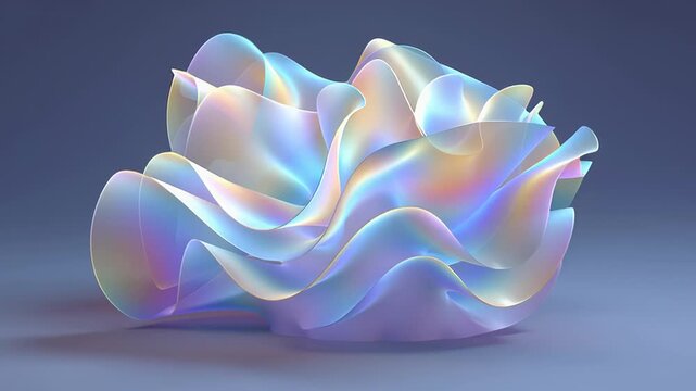 Abstract transformation of layered shapes on a gray background