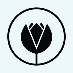 Silhouette of a stylized tulip flower inside a circle Vector Illustration