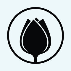 Silhouette of a tulip bud inside a circle vector illustration