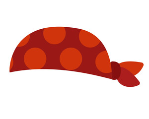 Cute red pirate bandana decorated with polka dots. Flat vector illustration isolated on white background. Costume item for children books, pirate themes and dress up illustrations.