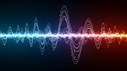 A vibrant sound wave graphic with colorful lights on a dark background