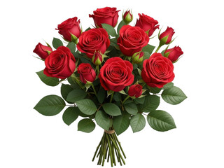 Bouquet of red roses isolated on transparent background isolated on transparent background