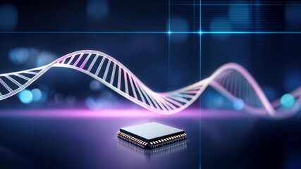 Ai agent healthcare chip dna strand futuristic microchip glowing circuit biotech concept - Powered by Adobe