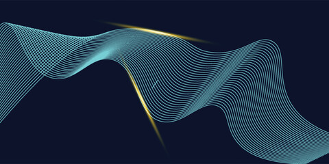 Abstract blue background with glowing wave. Technology hi-tech futuristic template. Vector illustration