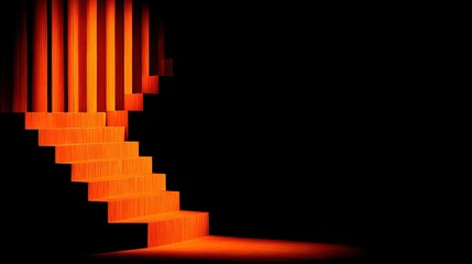 Naklejka premium ascend. A sunlit staircase leading upward with a radiant glow at the top, creating strong contrast. real-estate listings.