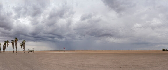 rain clouds over pan, Bitterwasser, Namibia