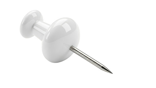 White push pin on isolated white background isolated on transparent background