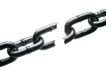 Broken metal chain link