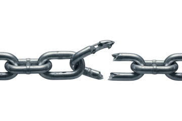 Obraz premium Broken metal chain link on black