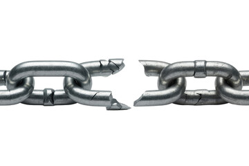 Obraz premium Broken Metal Chain Link on Transparent