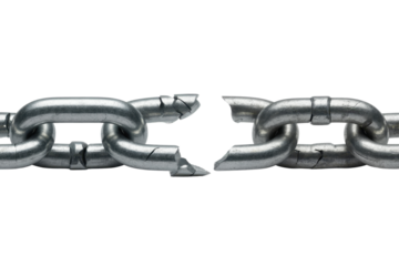 Broken Metal Chain Link on Transparent