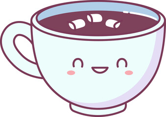 Cup Hot Chocolate With Marshmallow Kawaii