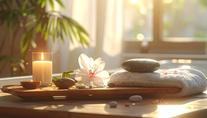 Spa Day with Candles and Towels.