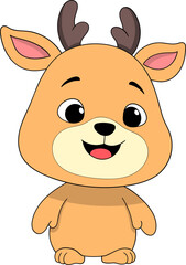 Cute Deer Cartoon Character With Friendly Happy Expression